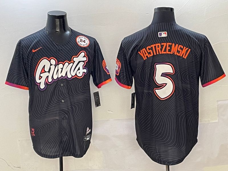 Men San Francisco Giants #5 Yastrzemski Black Second generation Joint Name Nike 2025 MLB Jersey style 5->san francisco giants->MLB Jersey